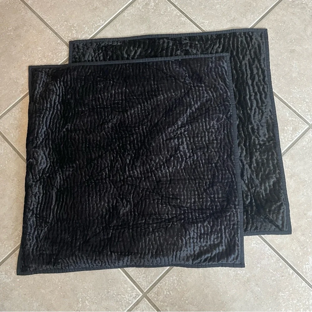 Ralph Lauren Norris Crushed Black Velvet Shams SET OF 2
